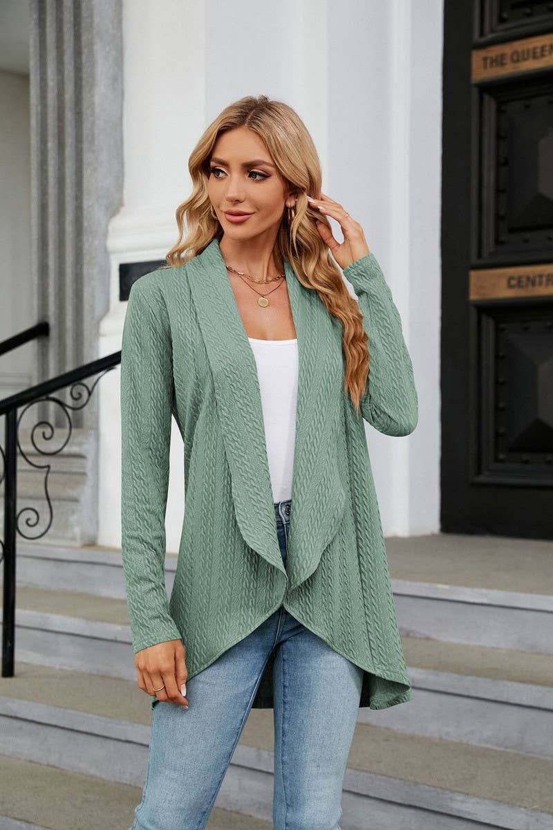 CWOCAL1936_LONG-SLEEVED SOLID COLOR LOOSE KNITTED CARDIGAN