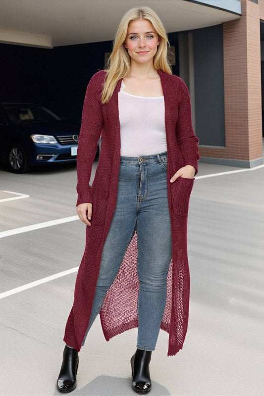 CWOSWL07413_PLUS SIZE WOMEN LONG THICK KNIT CARDIGAN