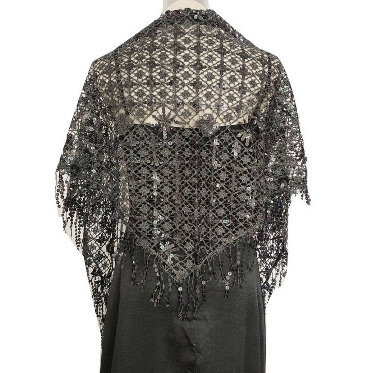 Sequin Fringe Triangle Shawl ? Bridal Party Wrap