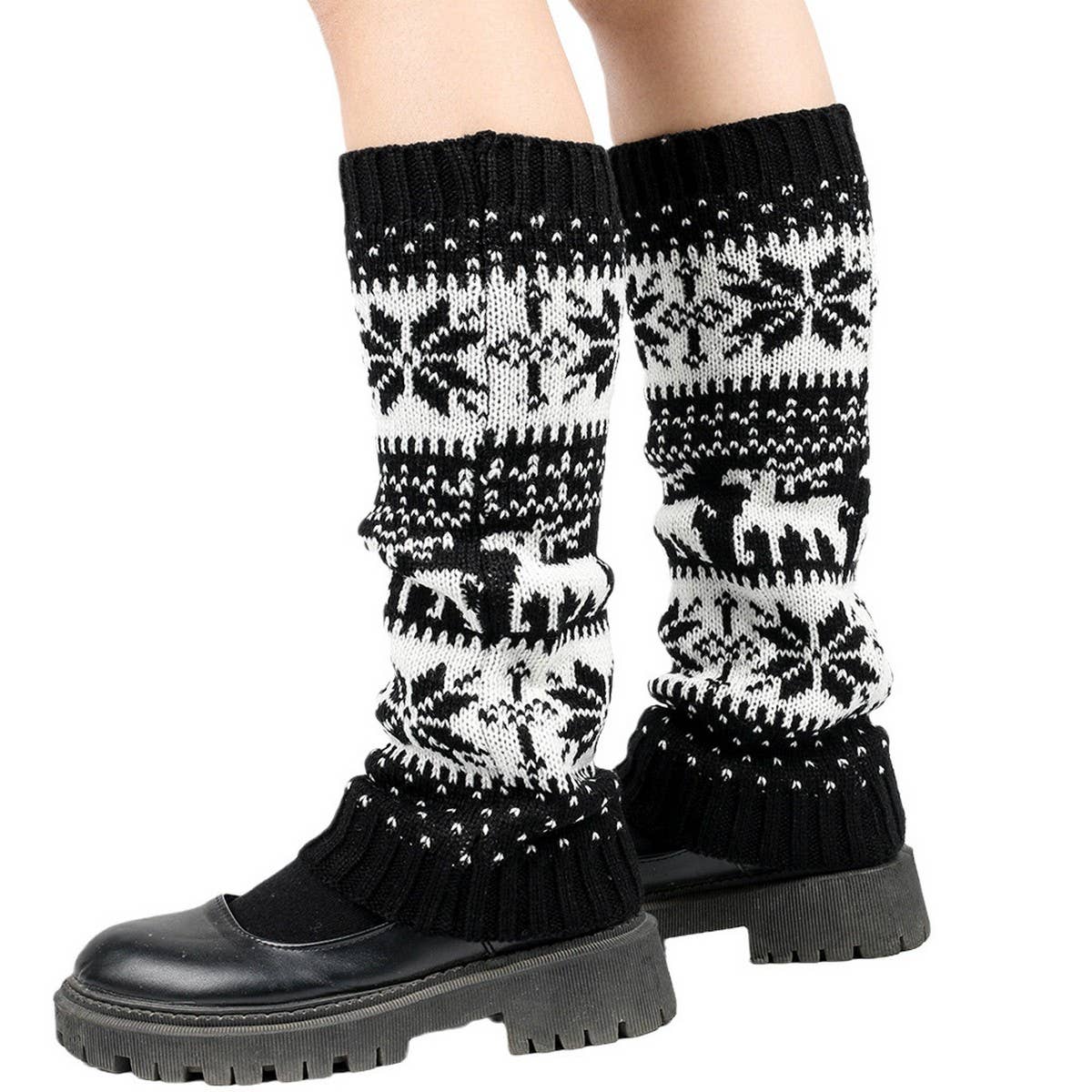 CWMS02677_THICK KNIT CHRISTMAS LEG WARMERS