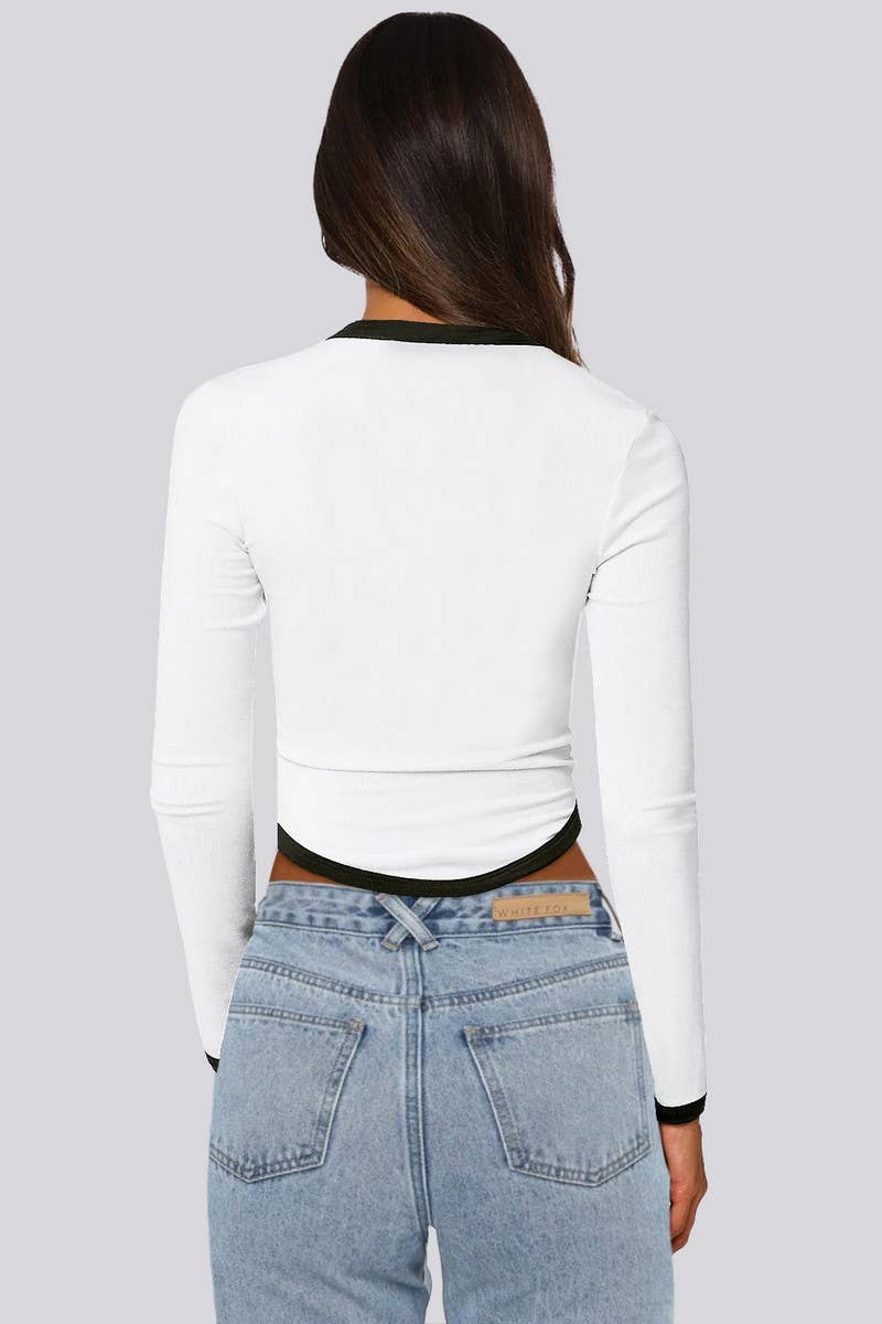 CWTBLL01072_LONG SLEEVE COLORBLOCK SLIM CROP PULLOVER