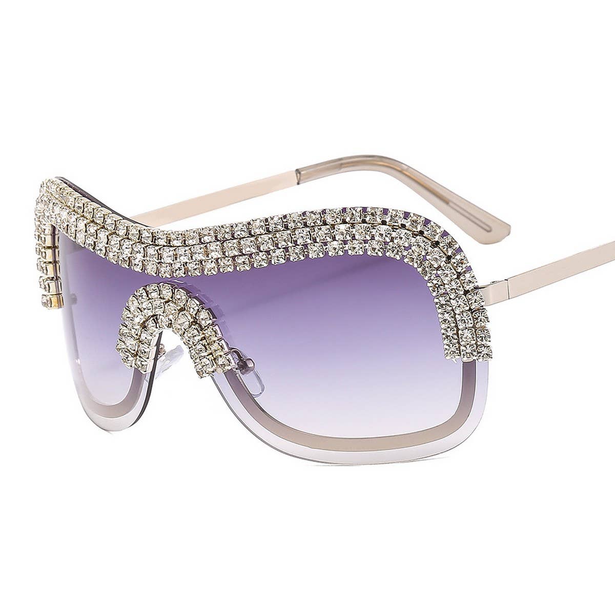 COOL ONE-PIECE METAL-RIM PUNK SUNGLASSES