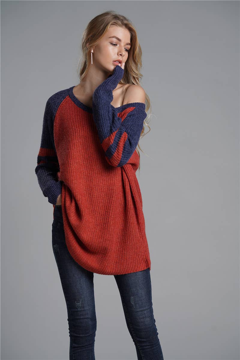 ALL-IN-ONE LONG LOOSE SOLID PULLOVER SWEATER