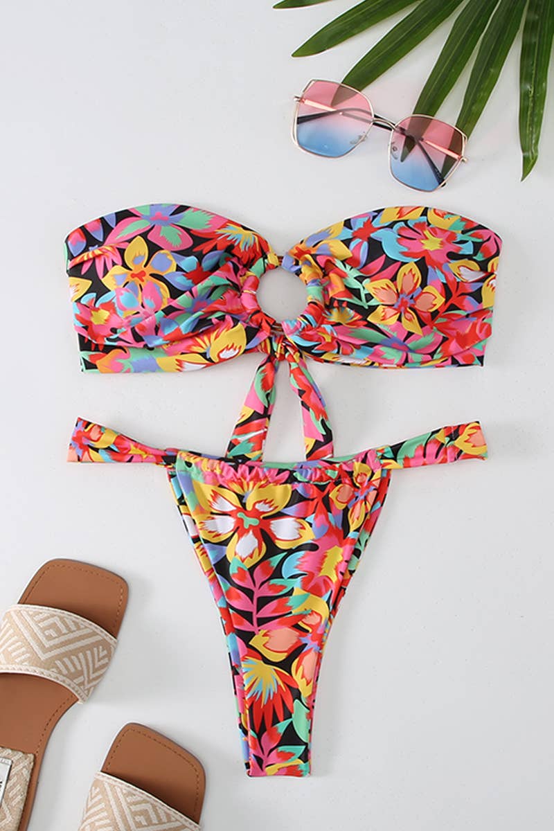 CWMW0815_WOMEN'S TIGHT FLORAL BEACH SWIMSUIT