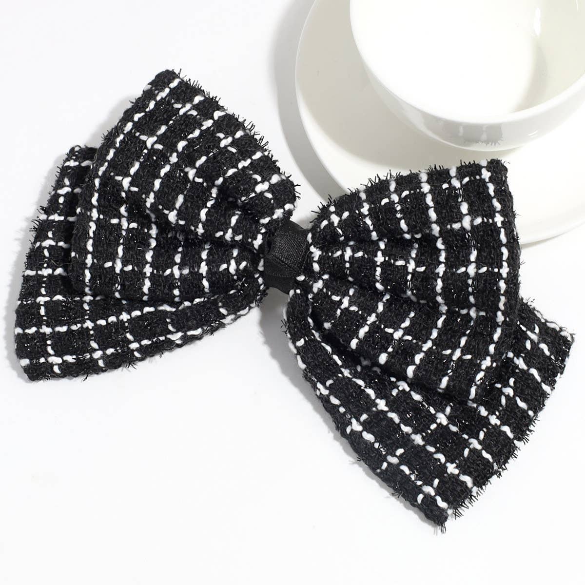CHECK DOUBLE LAYER BOW HAIRPIN_CWAHA2197