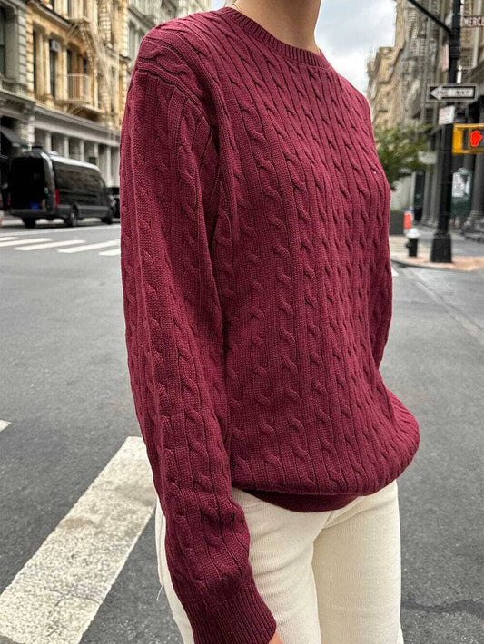 Casual solid-color long-sleeved base sweater