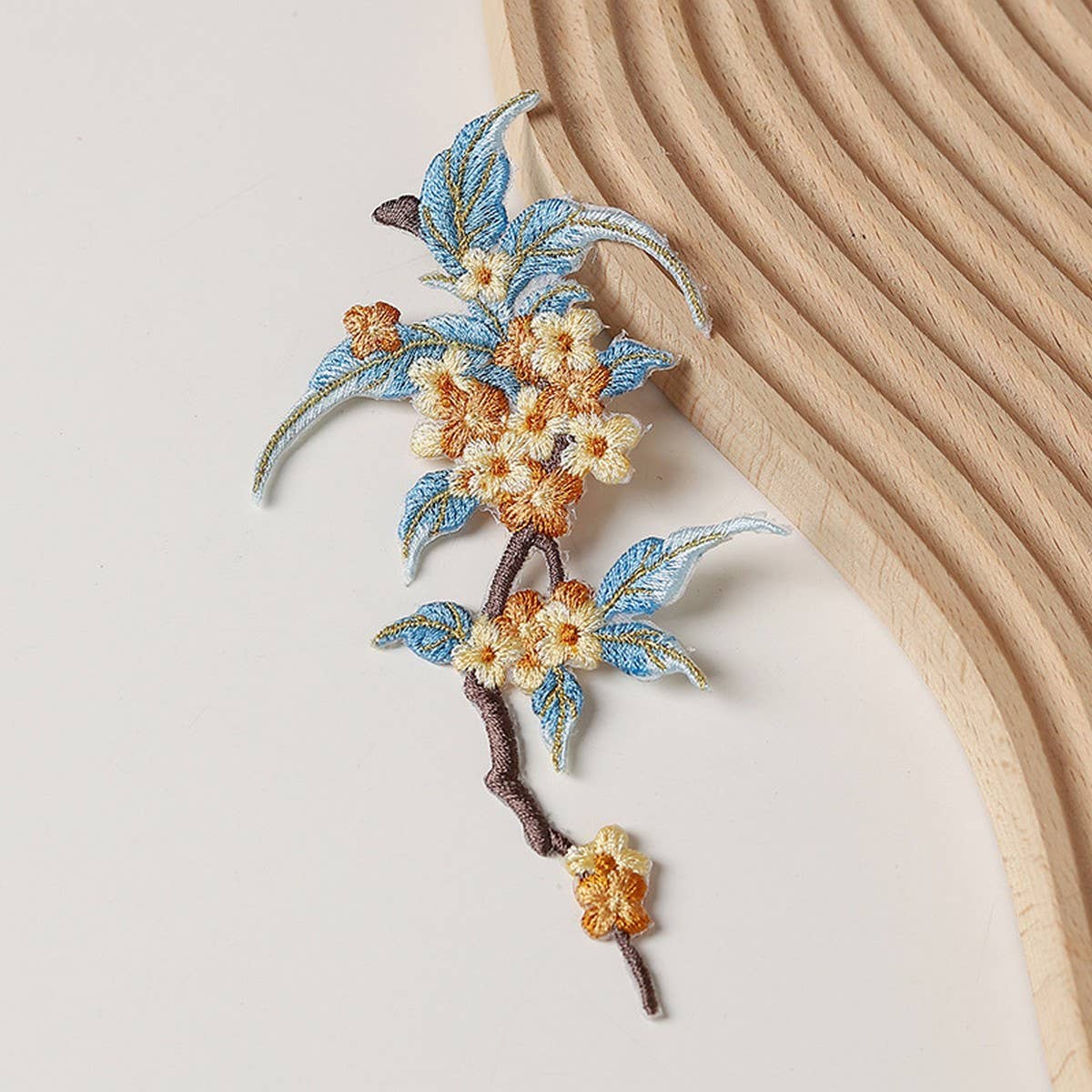 3D Osmanthus Embroidered Iron-On Patch for Repair_CWMM5914