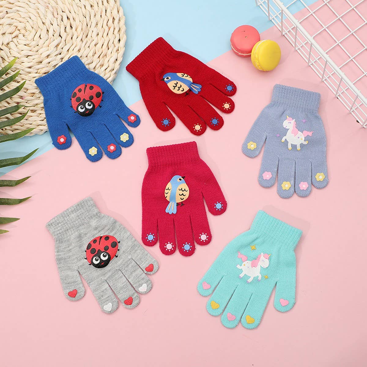 CWAG00568_KIDS WINTER KNIT CARTOON WARM GLOVES