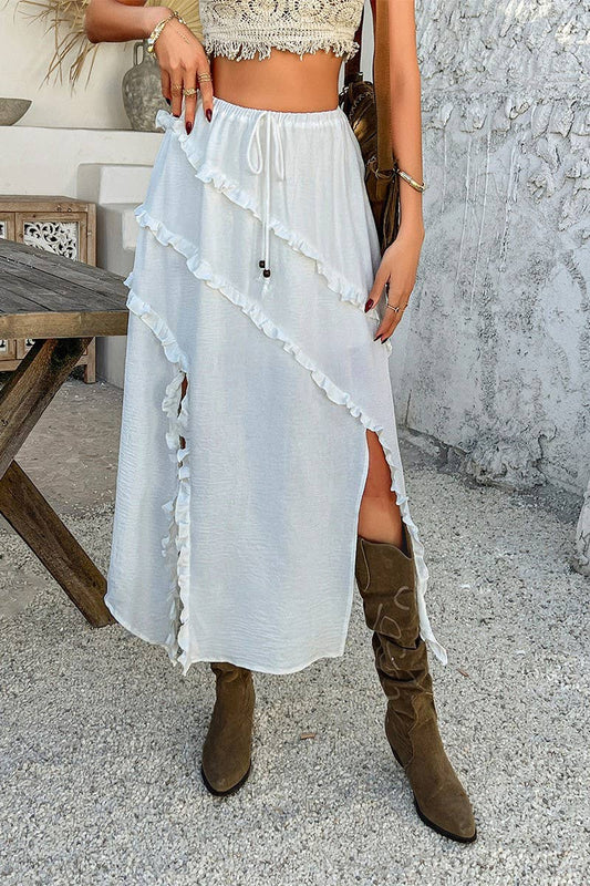 CWBLS0514_HOLIDAY-INSPIRED LACE-UP WAISTED MIDI SKIRT