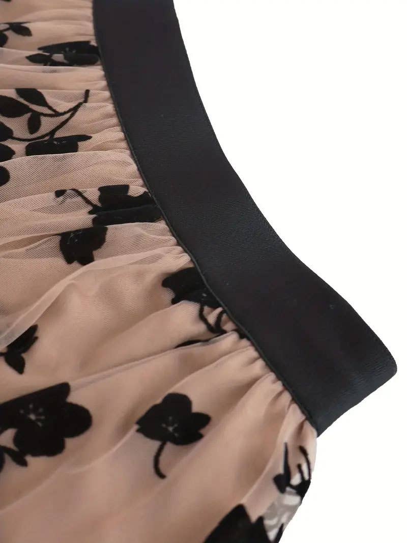 Flocking gauze half skirt_CWBSS0168