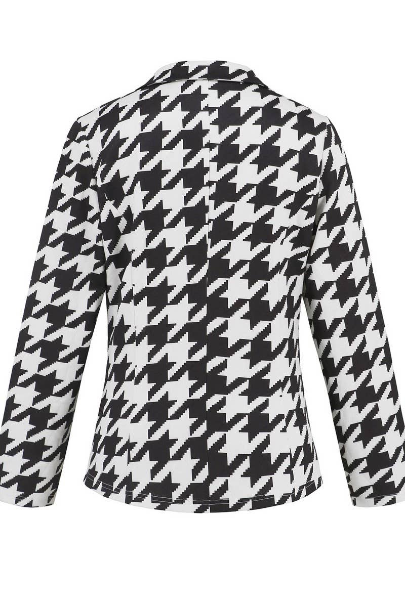 CWOBL0172_SINGLE BREASTED LAPEL HOUNDSTOOTH BLAZER