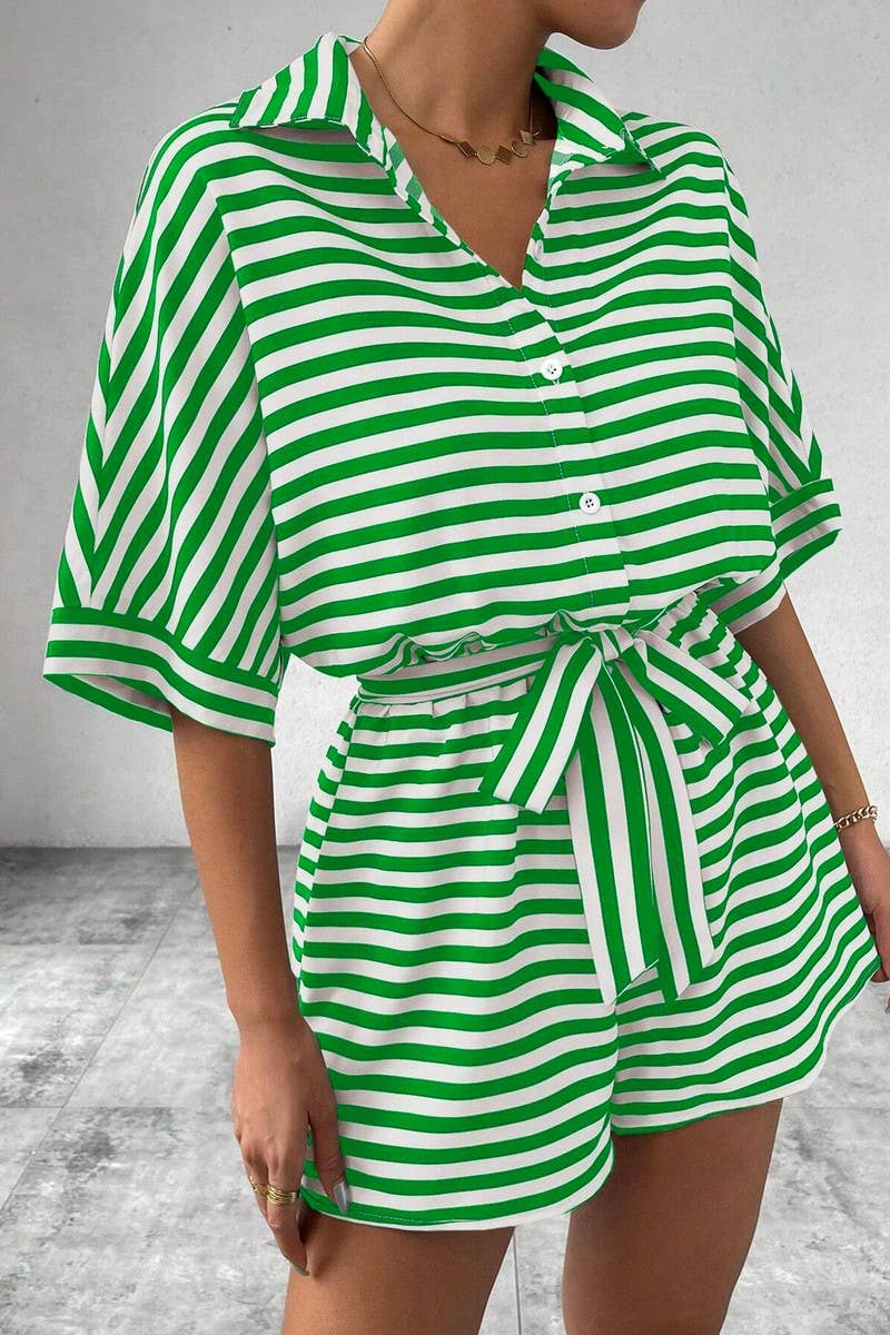 CWSBSS0053_SPRING AND SUMMER LAPEL MID SLEEVE BODYSUIT SET