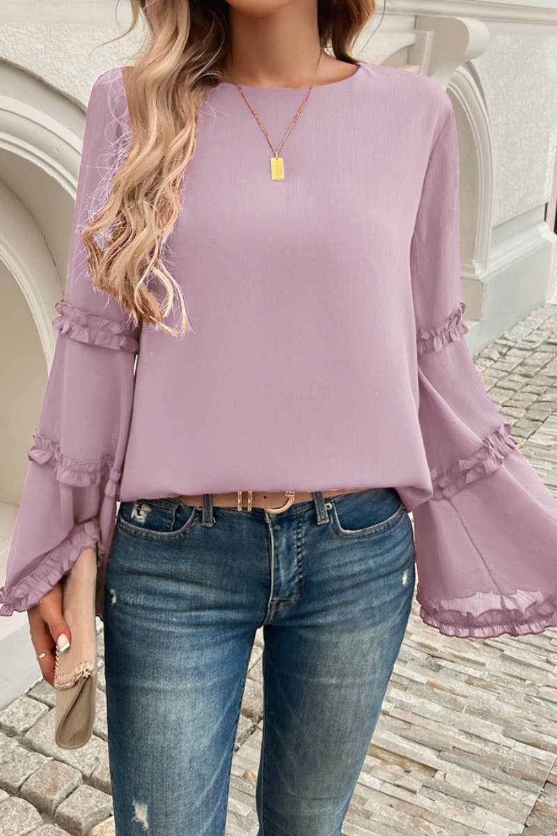 CWTBLL1893_FALL BAGGY CREW NECK TOP WITH FLARED SLEEVES