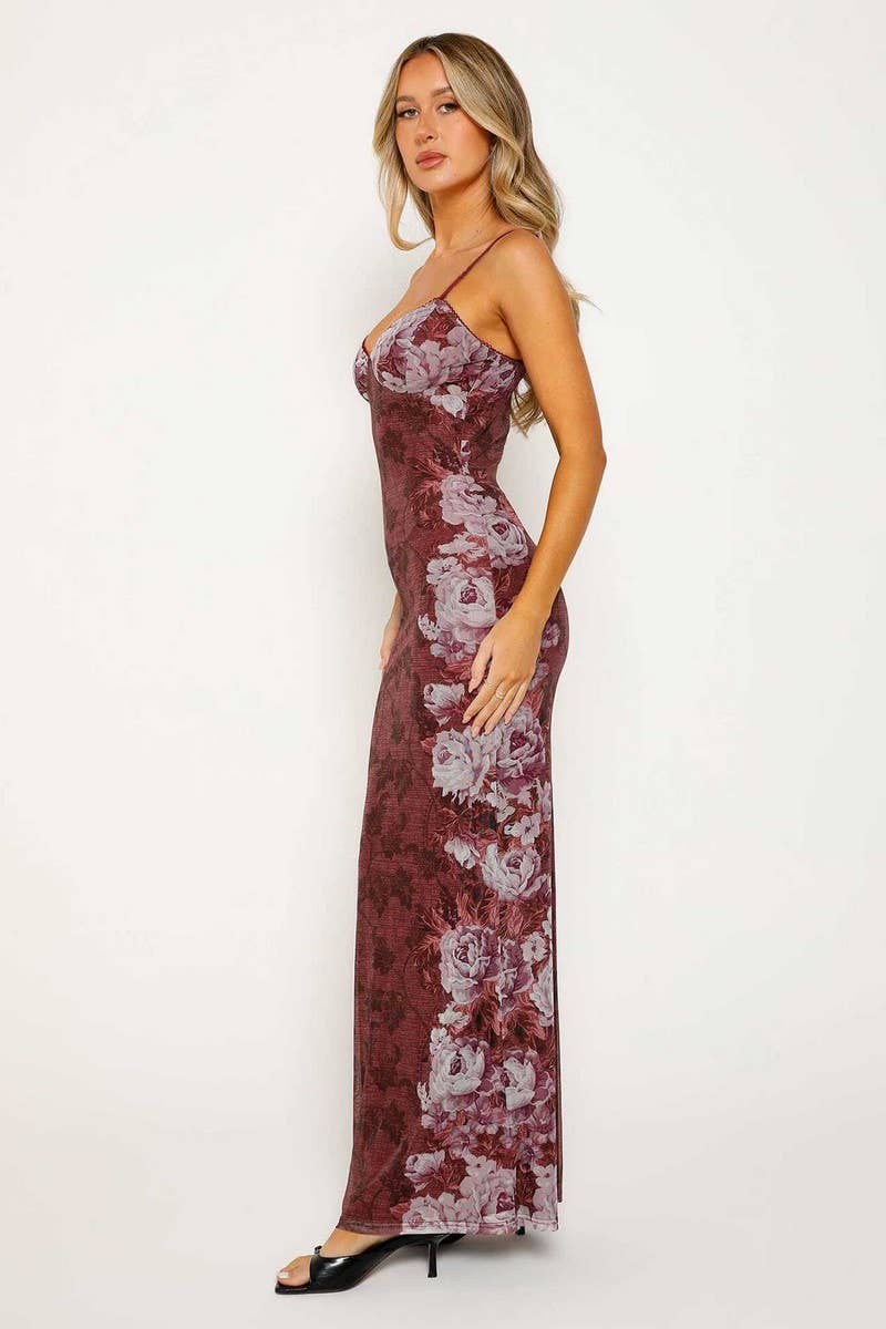 CWDMD3013_SLIM FIT PRINTED MAXI DRESS