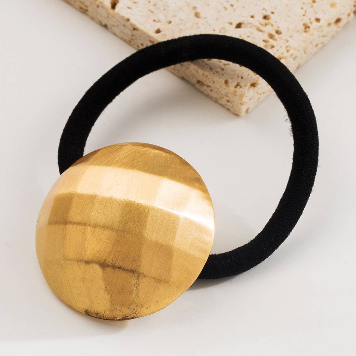 Minimalist Metal Hair Tie with Heart & Circle