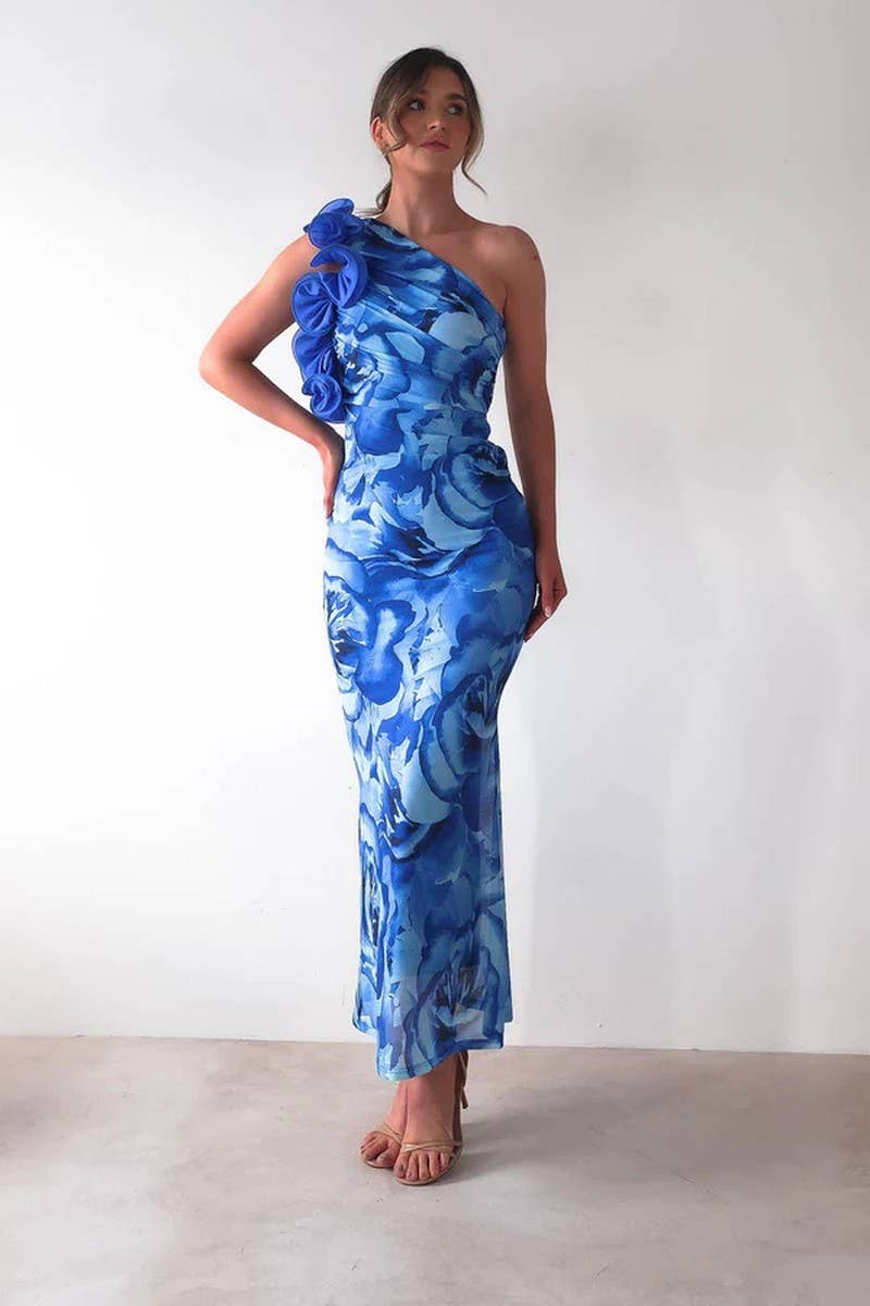 CWDMD5539_SLIM FIT THREE-DIMENSIONAL FLOWER SEXY DRESS
