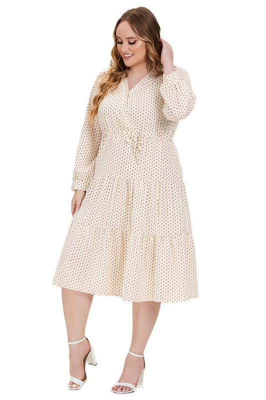 CWDMD3241_PLUS SIZED V-NECK POLKA DOT DRESS