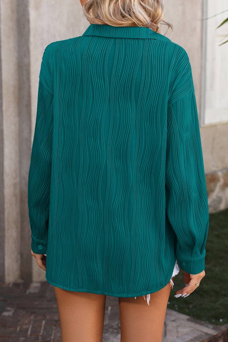 CWTSTL2190_STYLISH WAVY TEXTURED LONG SLEEVE SHIRT TOP