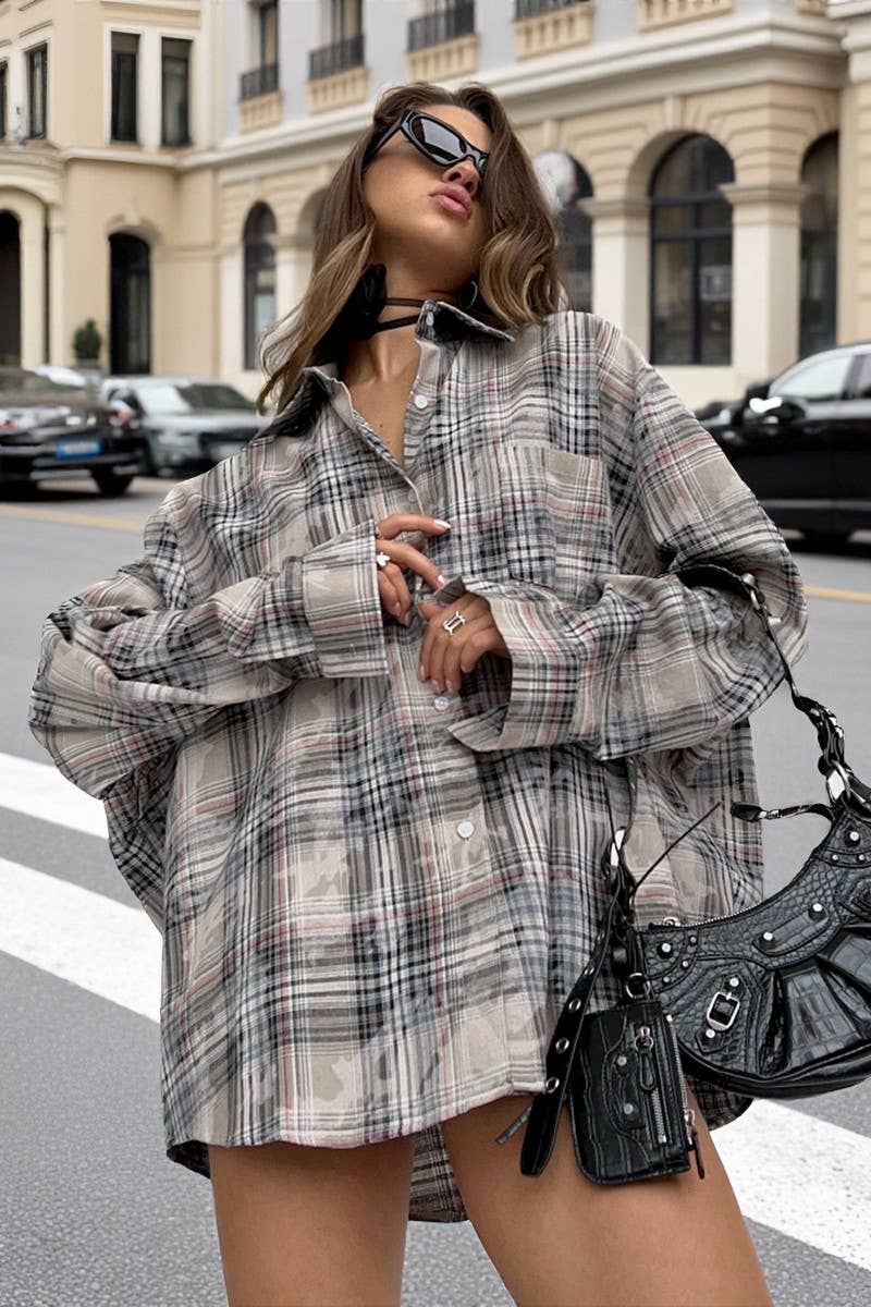 CWTBLL00569_VINTAGE PLAID LONG SLEEVE SHIRT JACKET