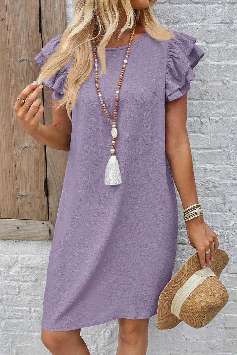 CWDSD8781_NEW SUMMER FRESH SWEET SLIM SOLID COLOR DRESS