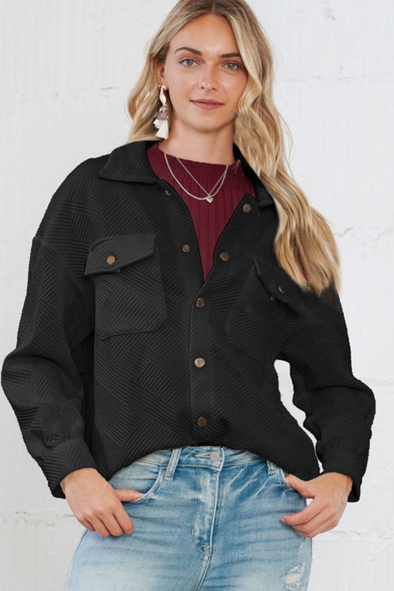 CWOCO1069_CASUAL LONG SLEEVE POCKET SINGLE BREASTED COAT