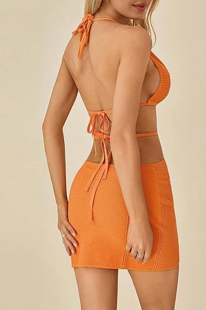 CWDSD7815_SEXY HALTERNECK HOLLOW SUSPENDER DRESS