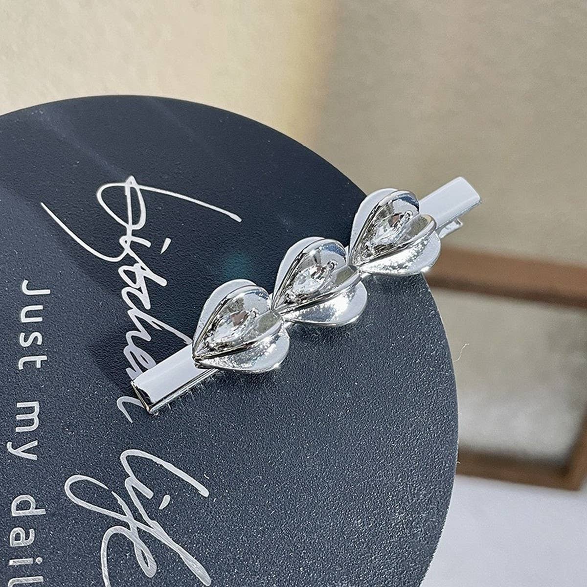 METAL ROSE HAIRPIN SIDE BANGS DUCKBILL CLIP
