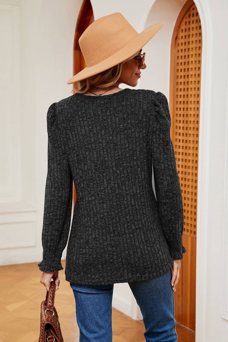 CWOSWL6549_SQUARE NECK LONG SLEEVE RUFFLED SWEATER