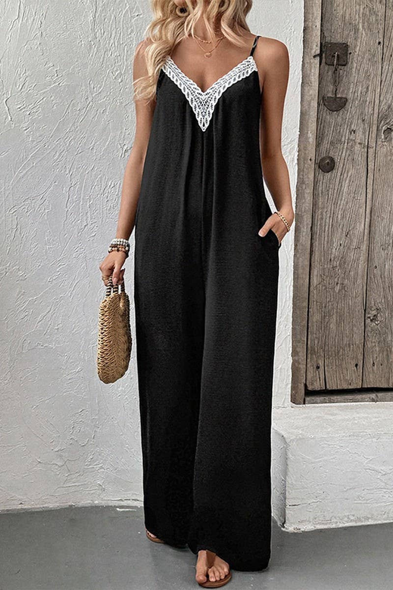 CWSJS1674_LACE-TRIM PATCHWORK CAMI WIDE LEG JUMPSUIT
