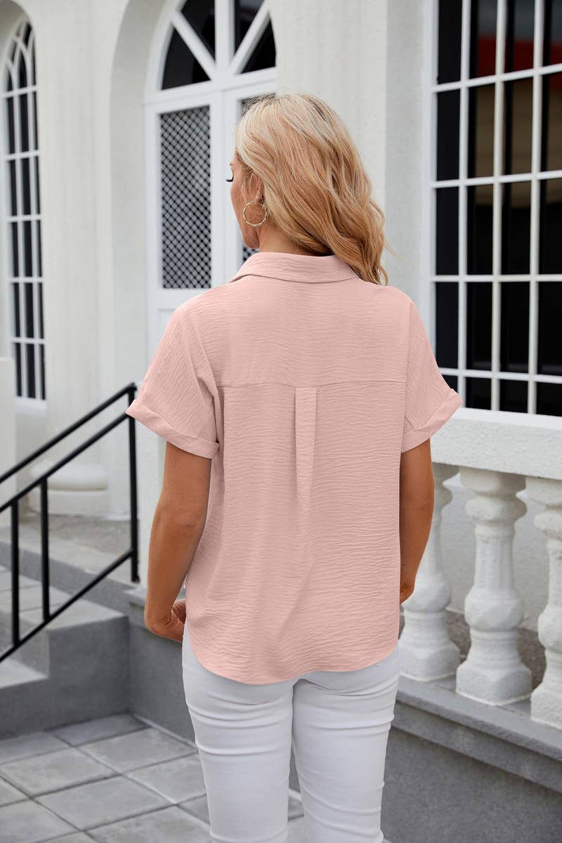 CWTSTS0359_Button Down Short Sleeve Blouse