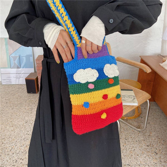 CWAB5804_SWEET GIRLY WOVEN RAINBOW BAG