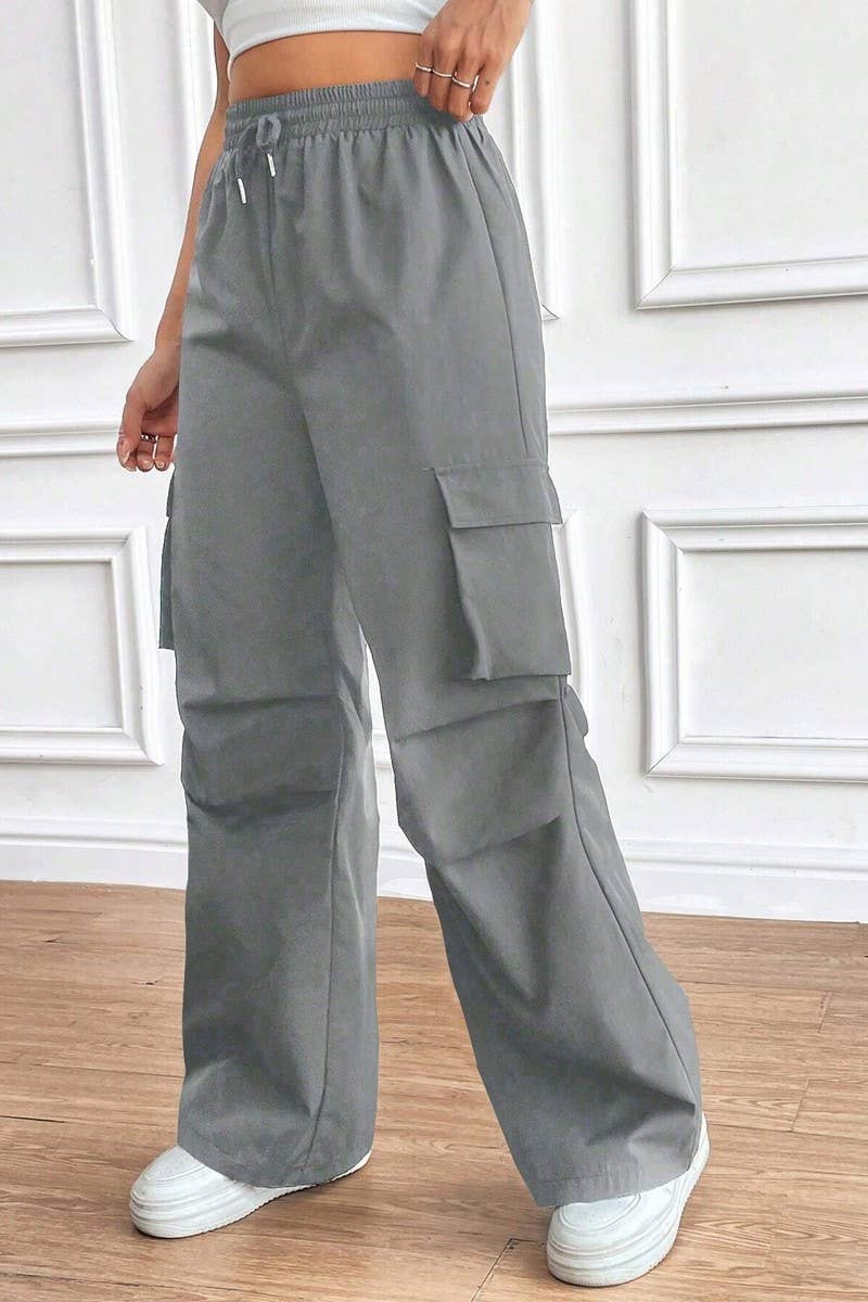 CWBLP1886_DRAWSTRING HIGH WAIST LOOSE COMMUTER OVERALLS