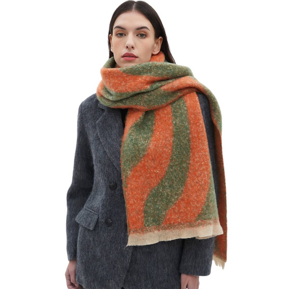 Textured Jacquard Scarf ? Loop Yarn Winter Wrap