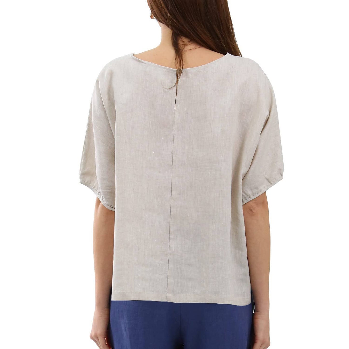 ARTSY LANTERN SLEEVE COTTON LINEN BLOUSE