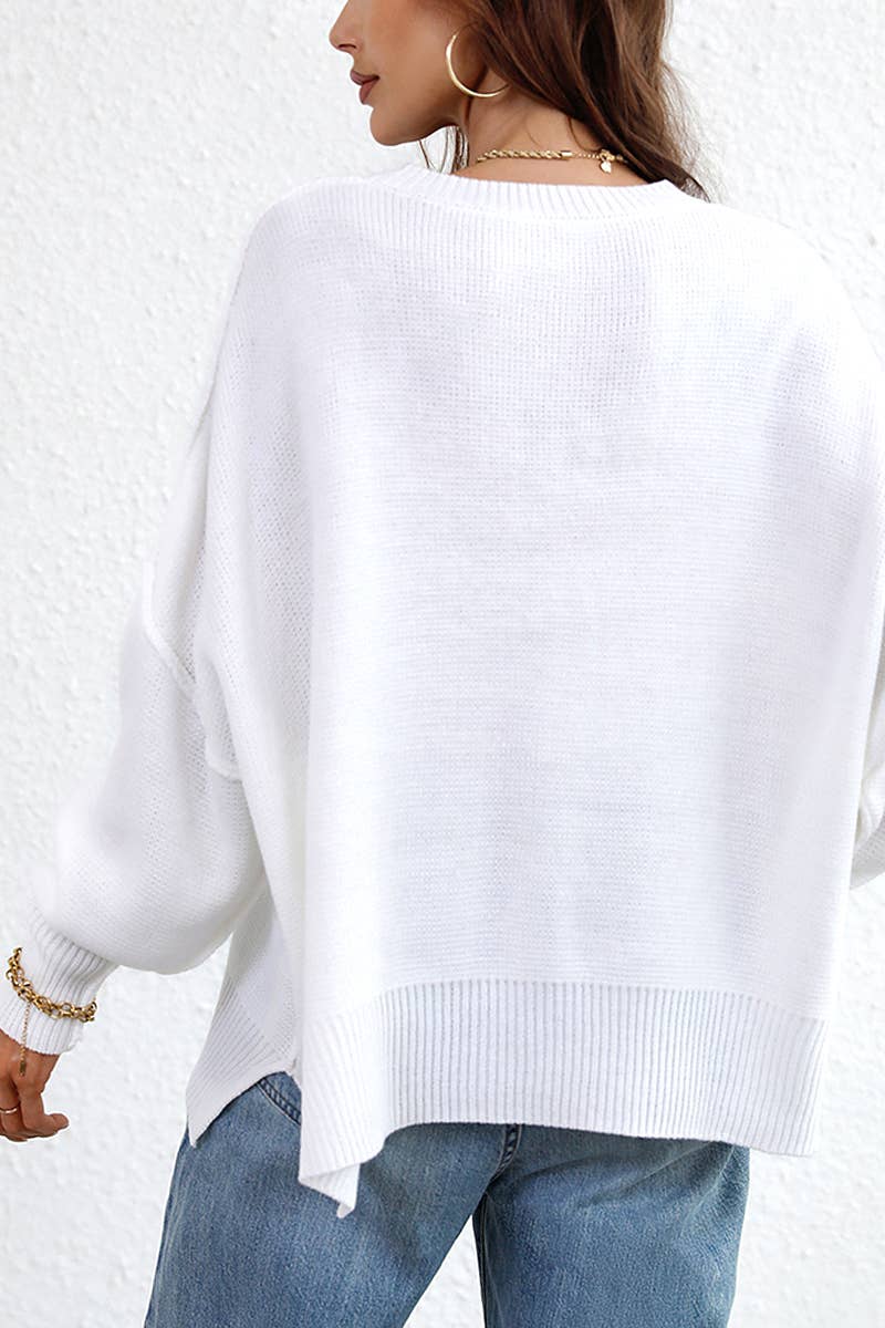 CWOSWL610 Oversized Long Sleeve Crew Neck Pullover Sweater