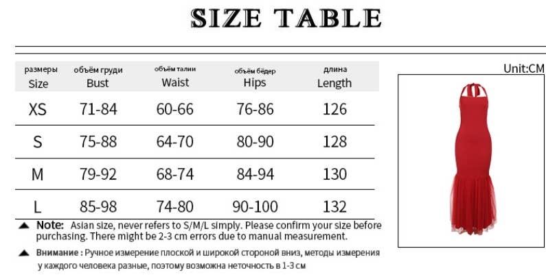 CWDHL0794_HALTER NECK FISHTAIL BACKLESS STITCHING DRESS