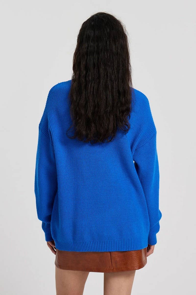 CWOSWL5239_ROUND NECK LONG SLEEVE PULLOVER KNITTED SWEATER