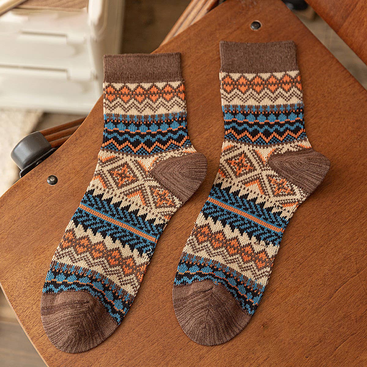 CWMS02731_VINTAGE TRIBAL STRIPE SHORT CREW KNIT SOCKS