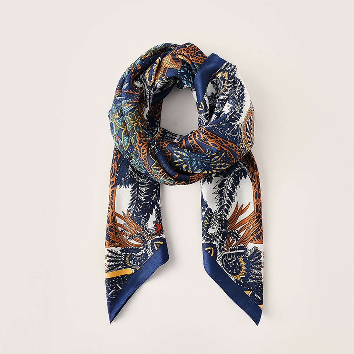 Vintage French Print Scarf ? 90cm Silk Feel Square