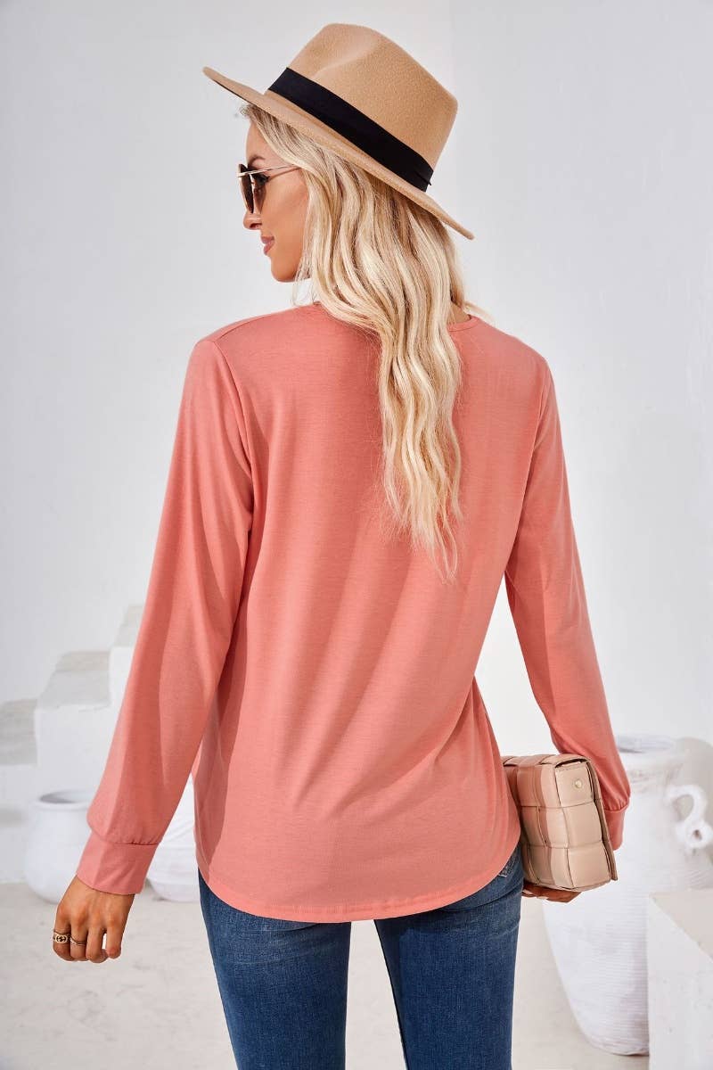 CWTBLL2796_FALL SQUARE NECK PLEATED LONG SLEEVE TOP