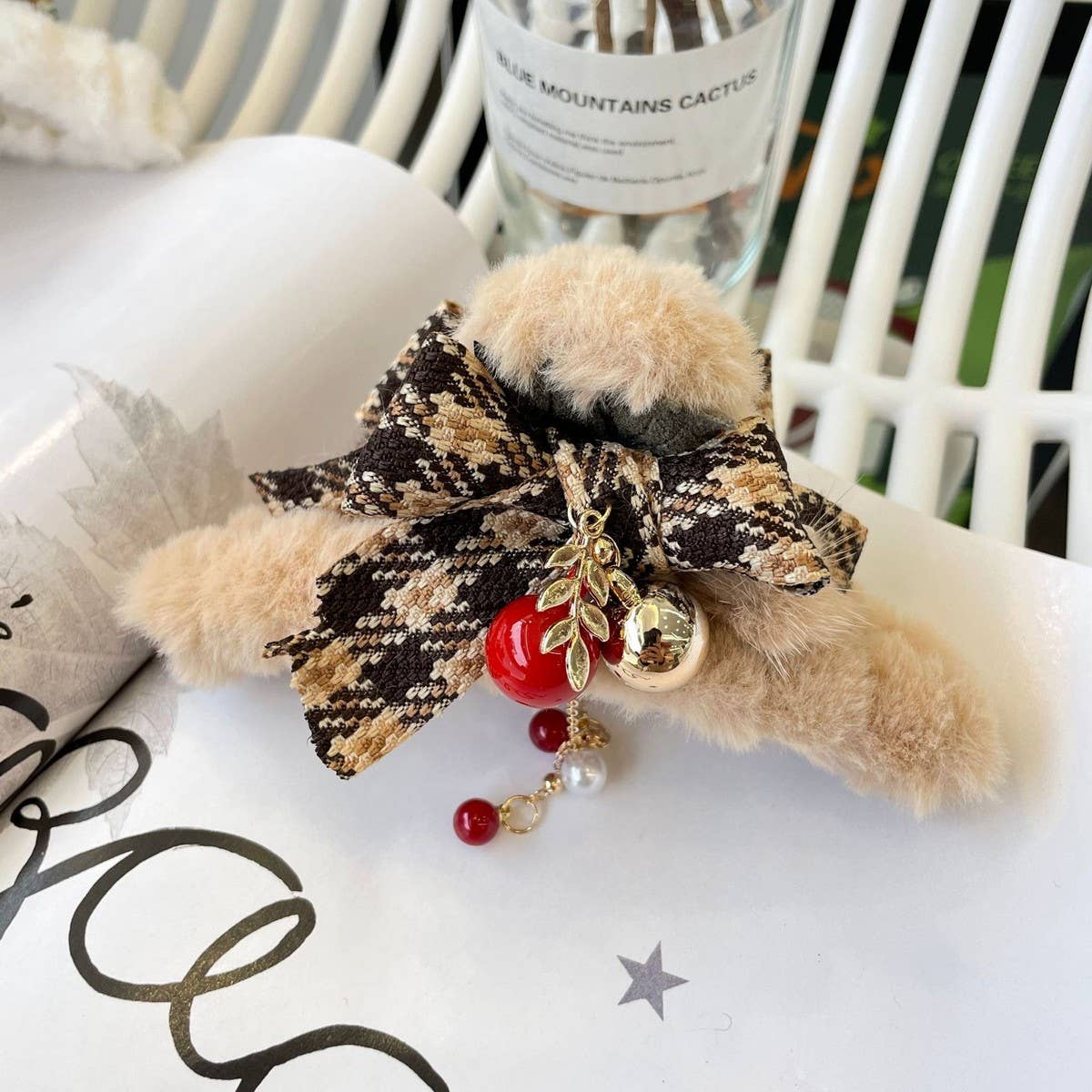 CHRISTMAS FUZZY HAIR CLIP BOW HAIR CLAW CLIP