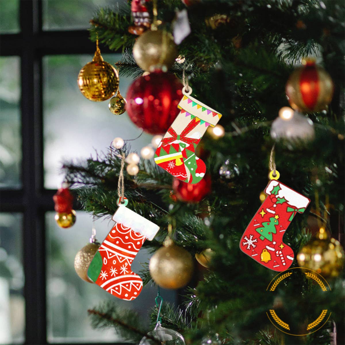 CWASC2680_CHRISTMAS STOCKING SIMPLE WOODEN PENDANT