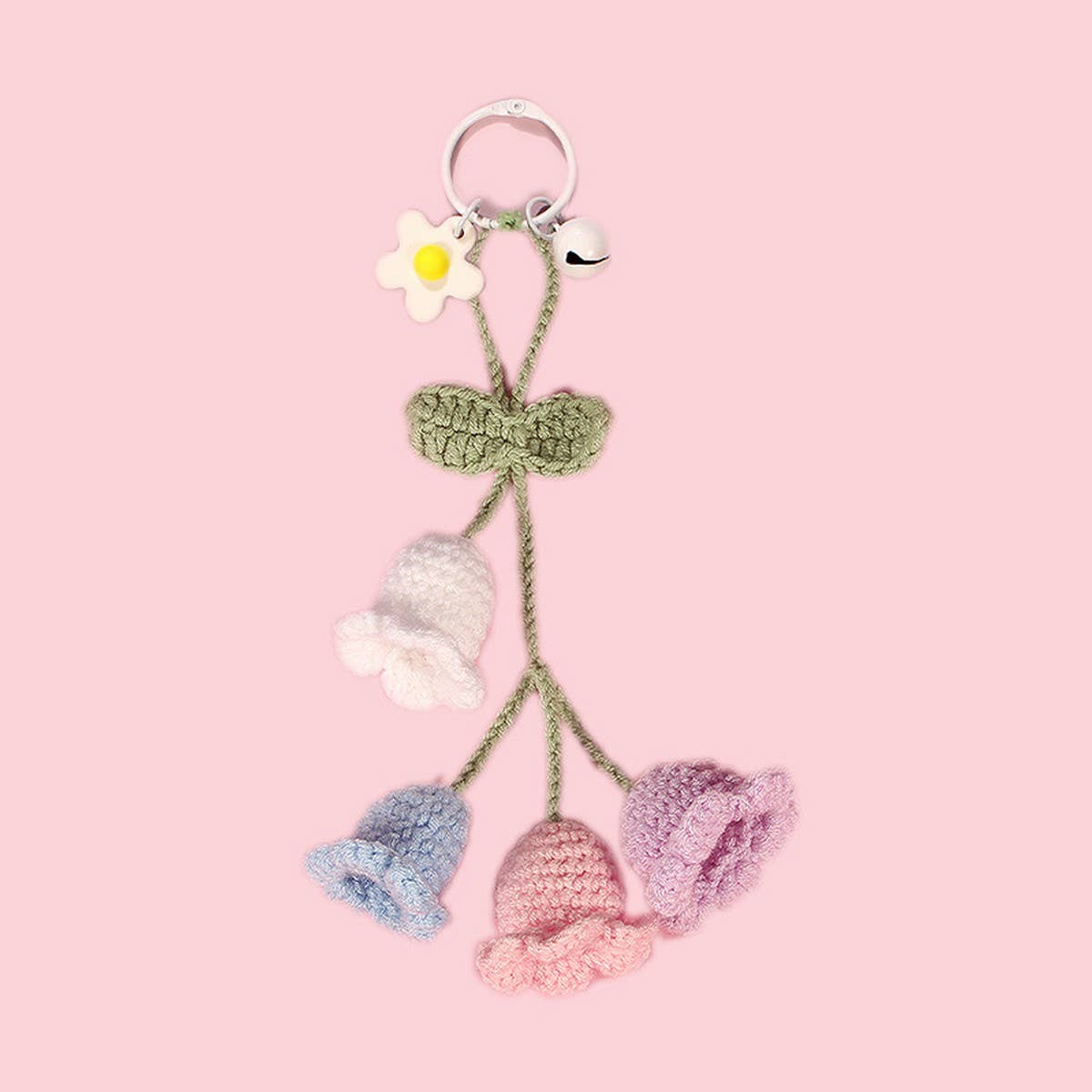 HANDWOVEN LILY OF THE VALLEY FLOWER KEYCHAIN