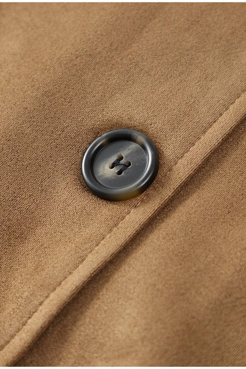 CWOCO0962_BROWN FROSTED VELVET VINTAGE LAPEL LOOSE COAT