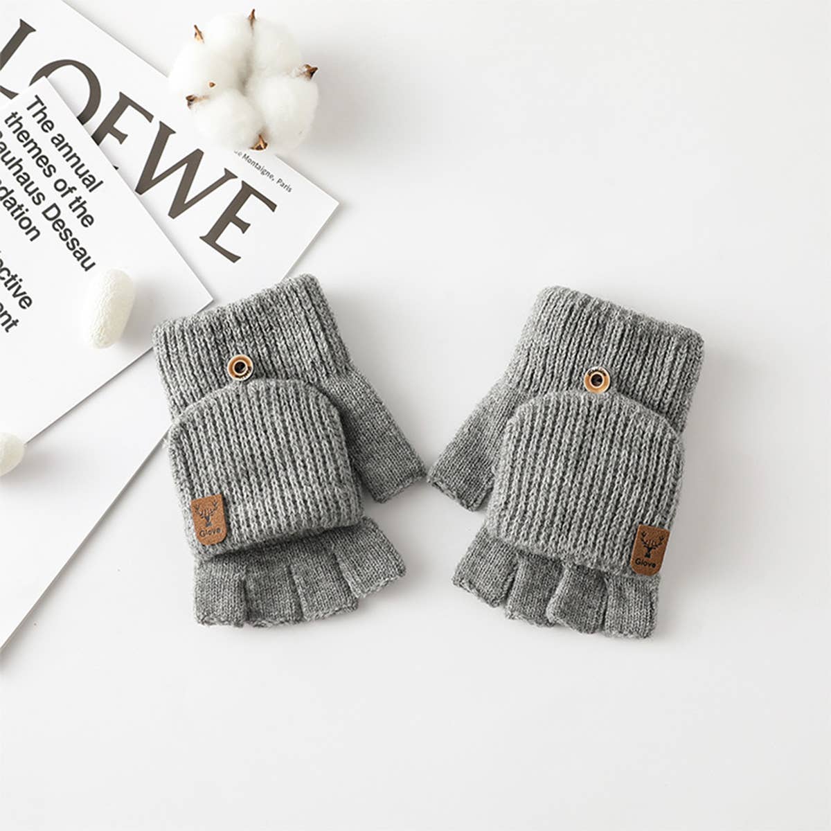 WINTER WARM HALF FINGER FLIP TOUCH SCREEN GLOVES