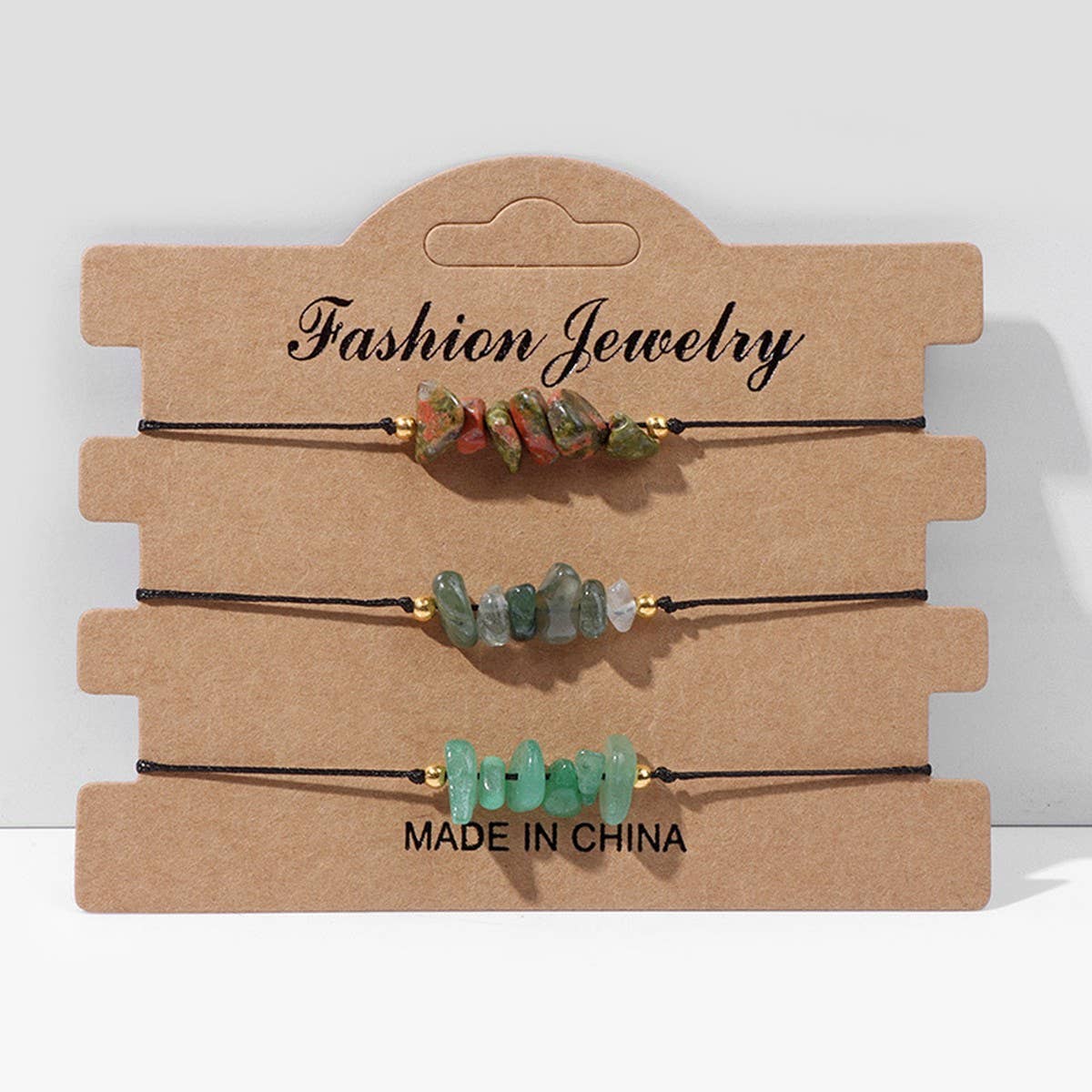 CRUSHED STONE TRIO BRAIDED BRACELET