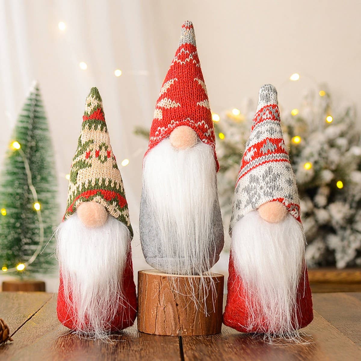 CHRISTMAS SNOWFLAKE KNITTED HAT OLD MAN ORNAMENTS