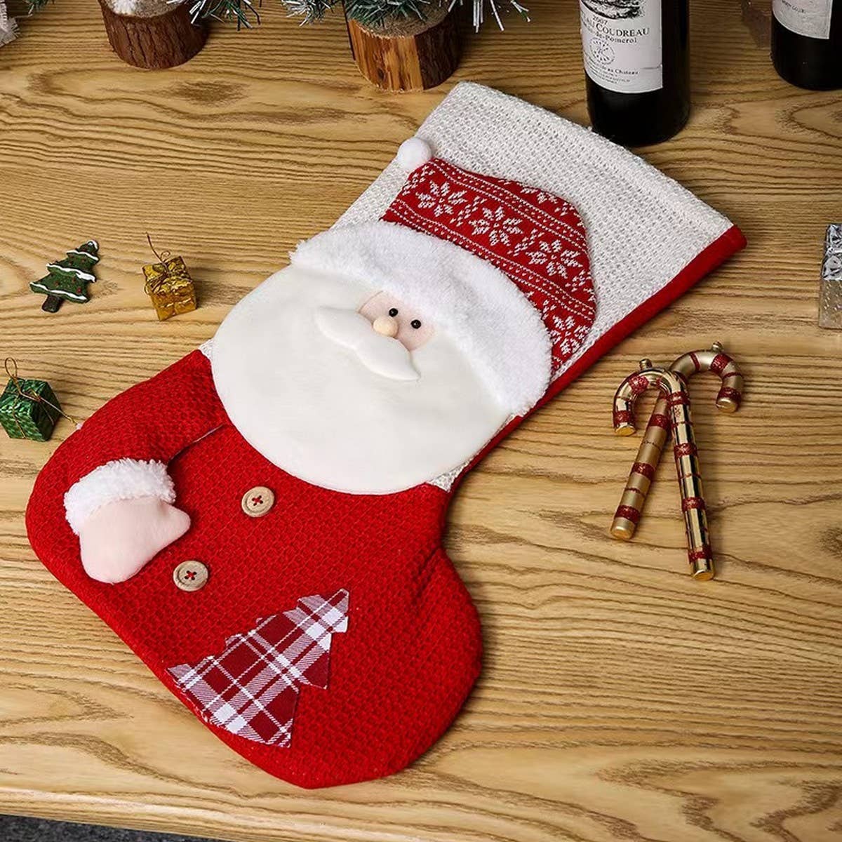SEQUINED 3D SANTA CLAUS CHRISTMAS STOCKINGS