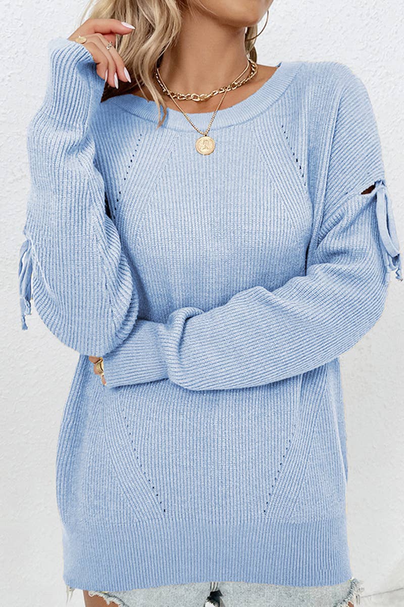 CWOSWL587 Oversized Off Shoulder Crew Neck Pullover Sweater