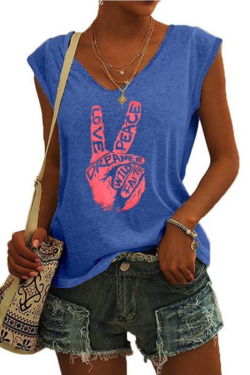 CWTTSL0408_SUMMER V-NECK CAP SLEEVE LOOSE T-SHIRT